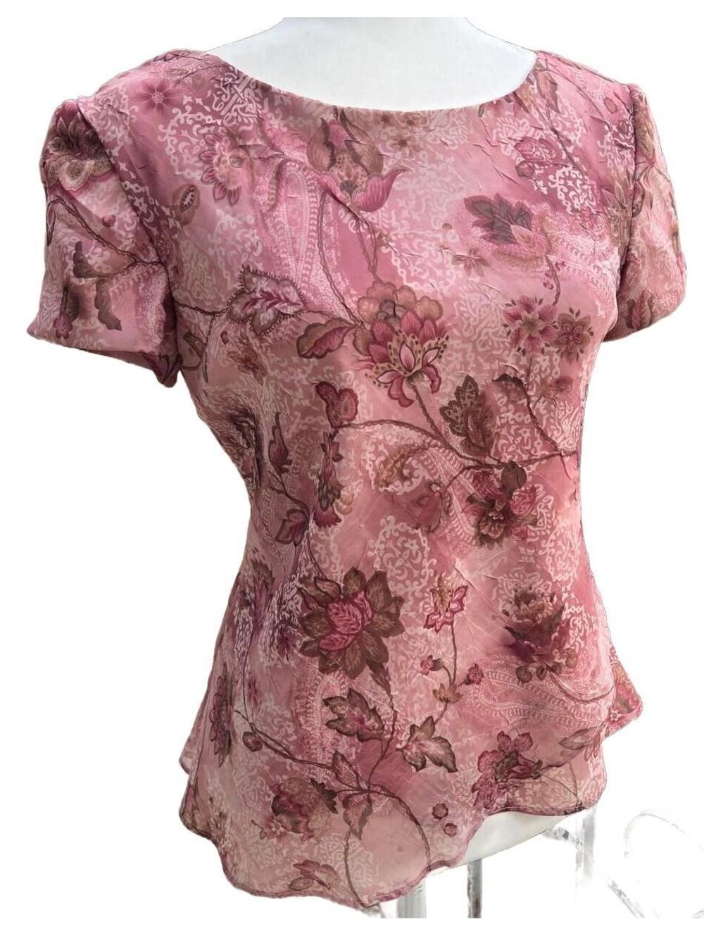 Vintage 90s Miss Dorby Fairy Grunge Sheer Floral Blouse Y2K Coquette Top 8
